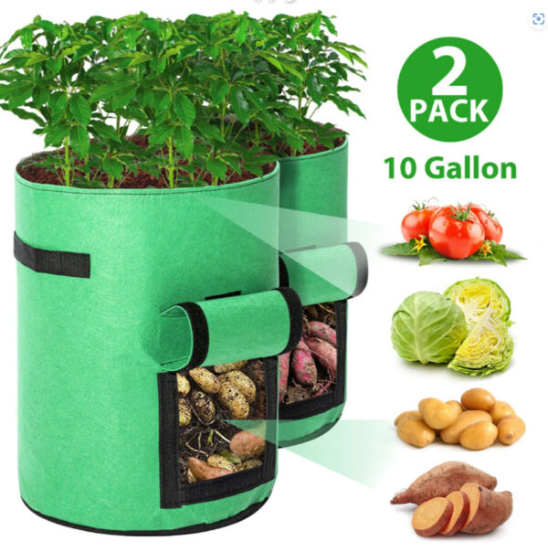 2pcs Grow Bags Tvird Planter Pot Fruit Flower Vegetable Tomato Potato Reusable Bag