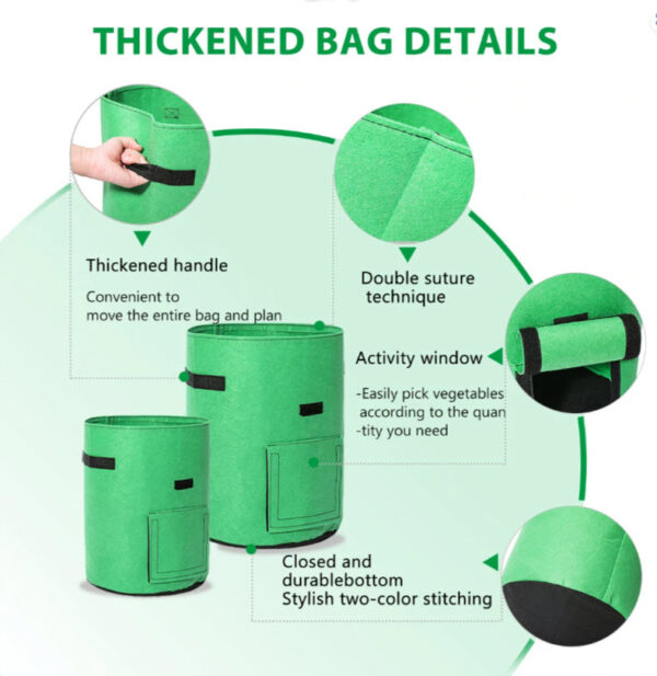 2pcs Grow Bags Tvird Planter Pot Fruit Flower Vegetable Tomato Potato Reusable Bag - Image 4