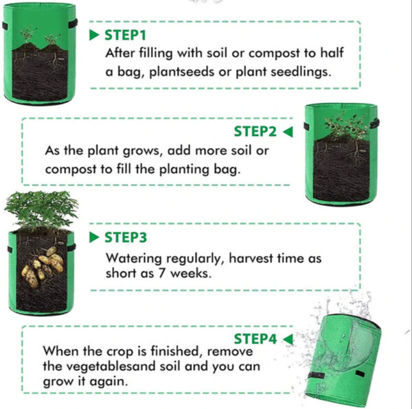 2pcs Grow Bags Tvird Planter Pot Fruit Flower Vegetable Tomato Potato Reusable Bag - Image 2