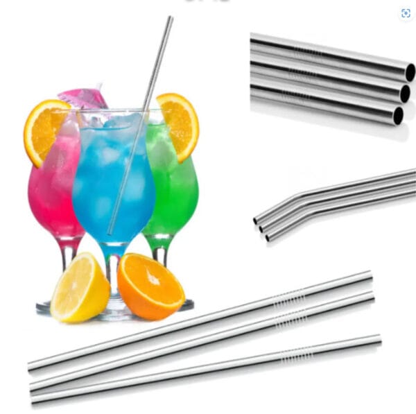 11Pcs Stainless Steel Metal Drinking Straw Reusable - Image 2